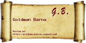 Goldman Barna névjegykártya